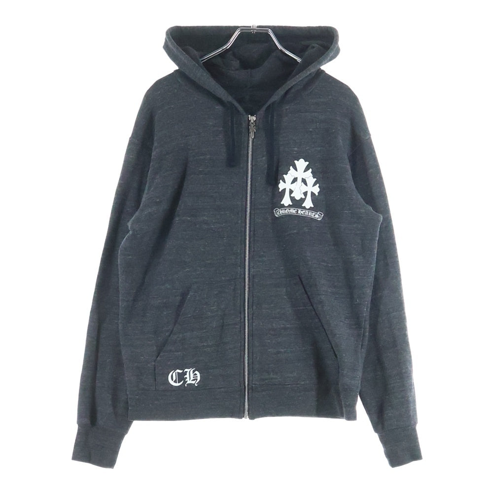 CHROME HEARTS(クロムハーツ) セメタリークロスプリント ダガージップ フーデッドスウェットジップアップパーカー グレー