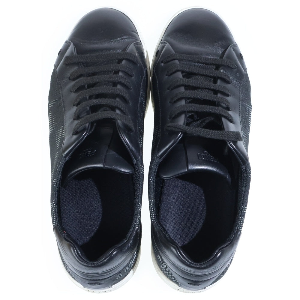 FENDI(フェンディ) ズッカ柄 ローカットスニーカー 黒 レザー×キャンバス 7E1455