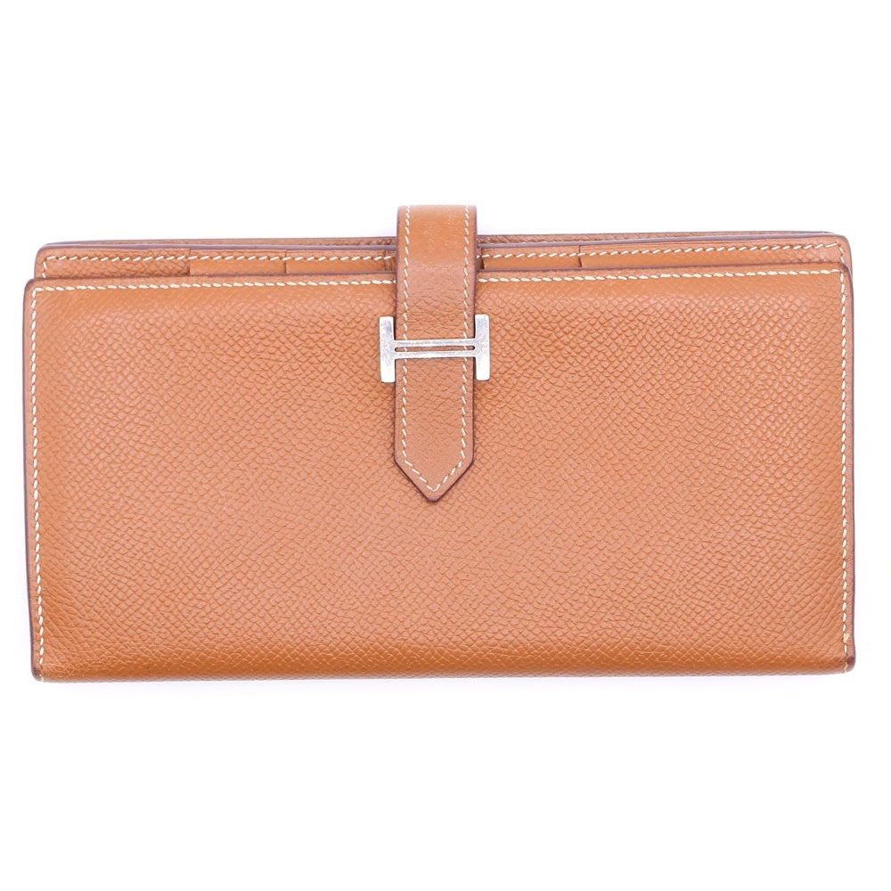 HERMES(エルメス) ベアンスフレ ゴールド エプソン 長財布 シルバー金具 □M刻印