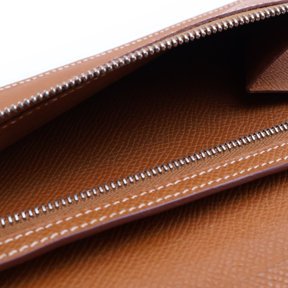 HERMES(エルメス) ベアンスフレ ゴールド エプソン 長財布 シルバー金具 □M刻印