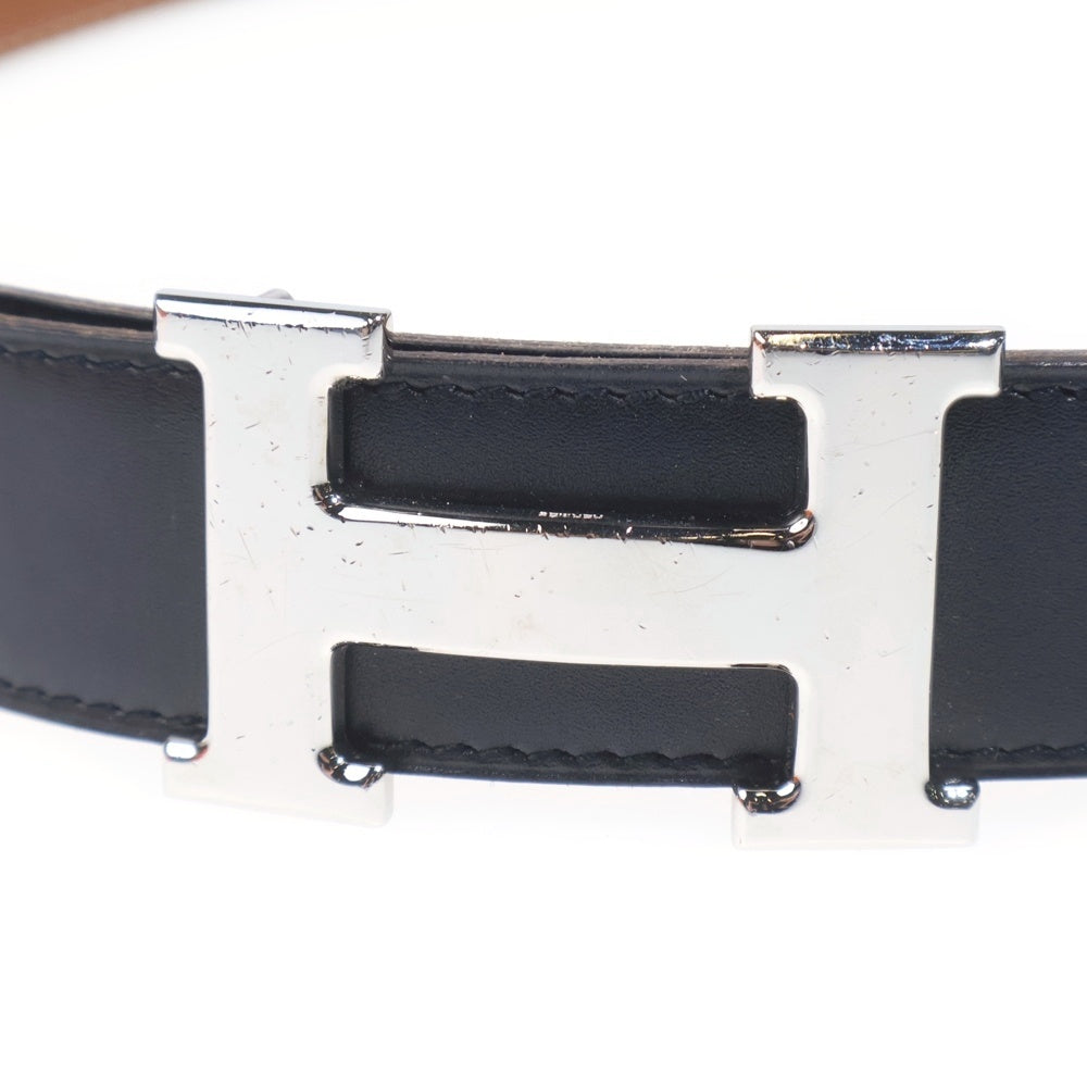 HERMES(エルメス) コンスタンスベルト ブラック レザー シルバー 金具 □H刻印