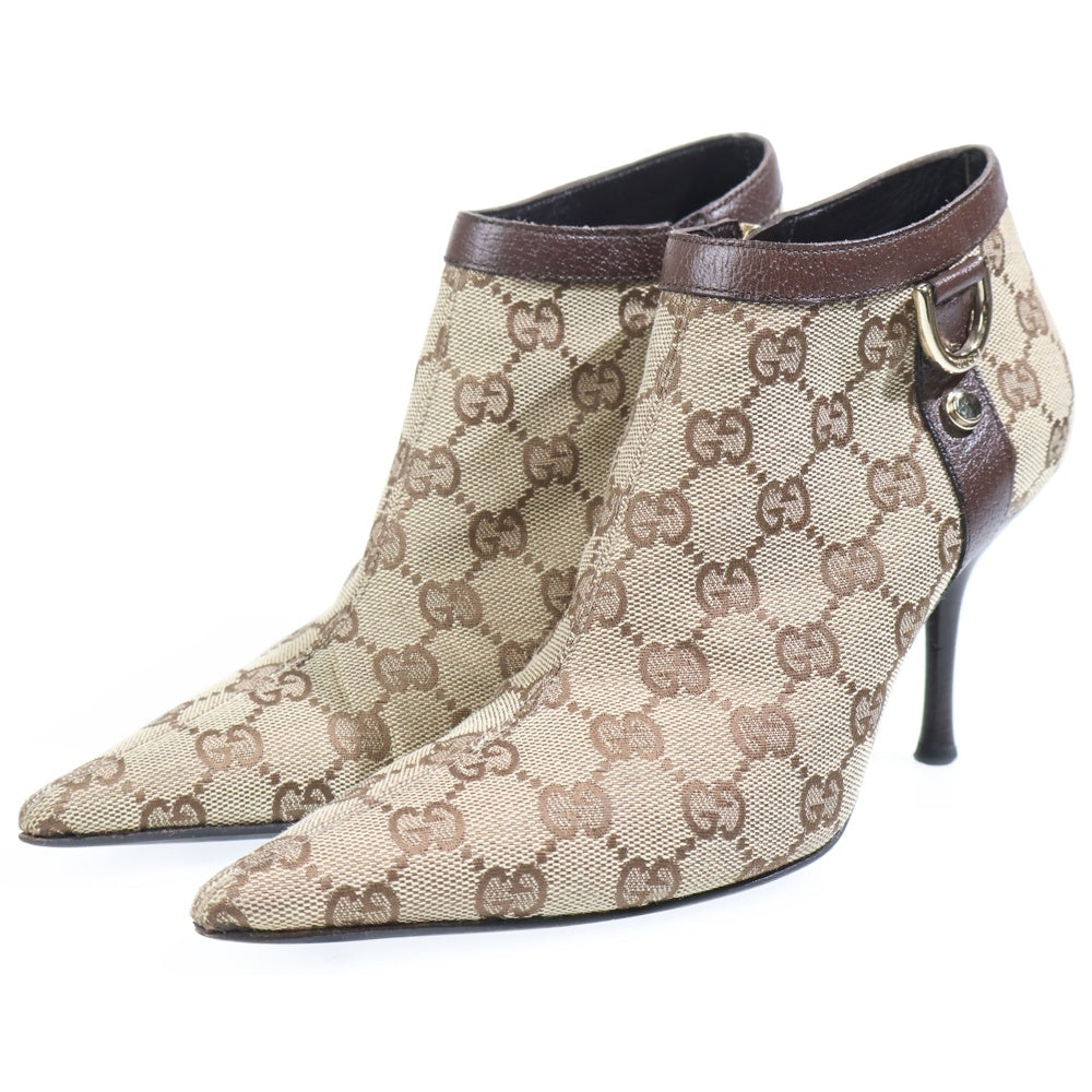 GUCCI(グッチ) GG総柄 ショートヒールブーツ キャンバス ベージュ レディース 131945