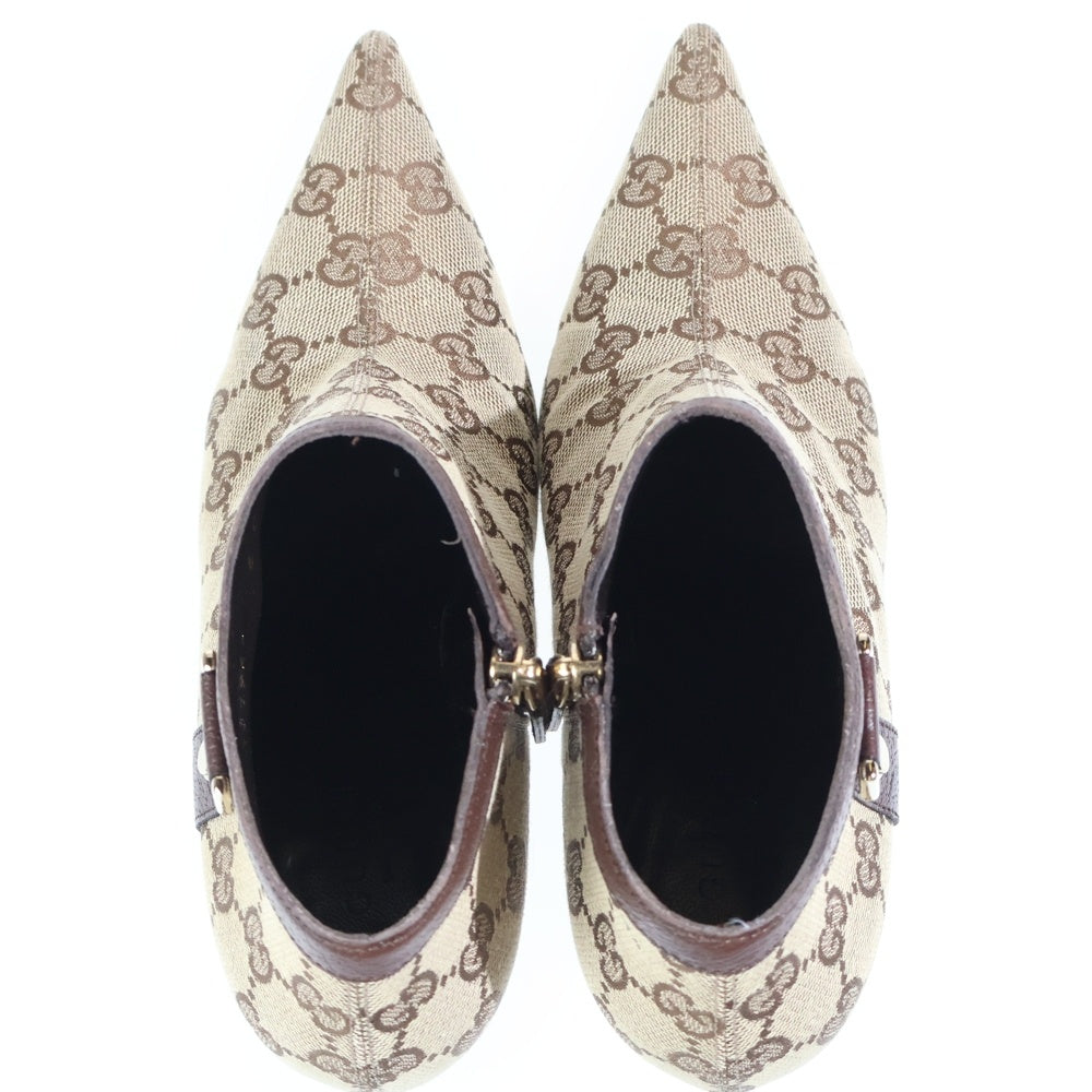 GUCCI(グッチ) GG総柄 ショートヒールブーツ キャンバス ベージュ レディース 131945