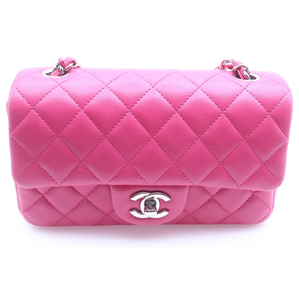 CHANEL(シャネル) ミニマトラッセ19 ラムスキン レザー Sフラップ Sチェーンショルダーバッグ シルバー金具 ピンク 19番台 レディース
