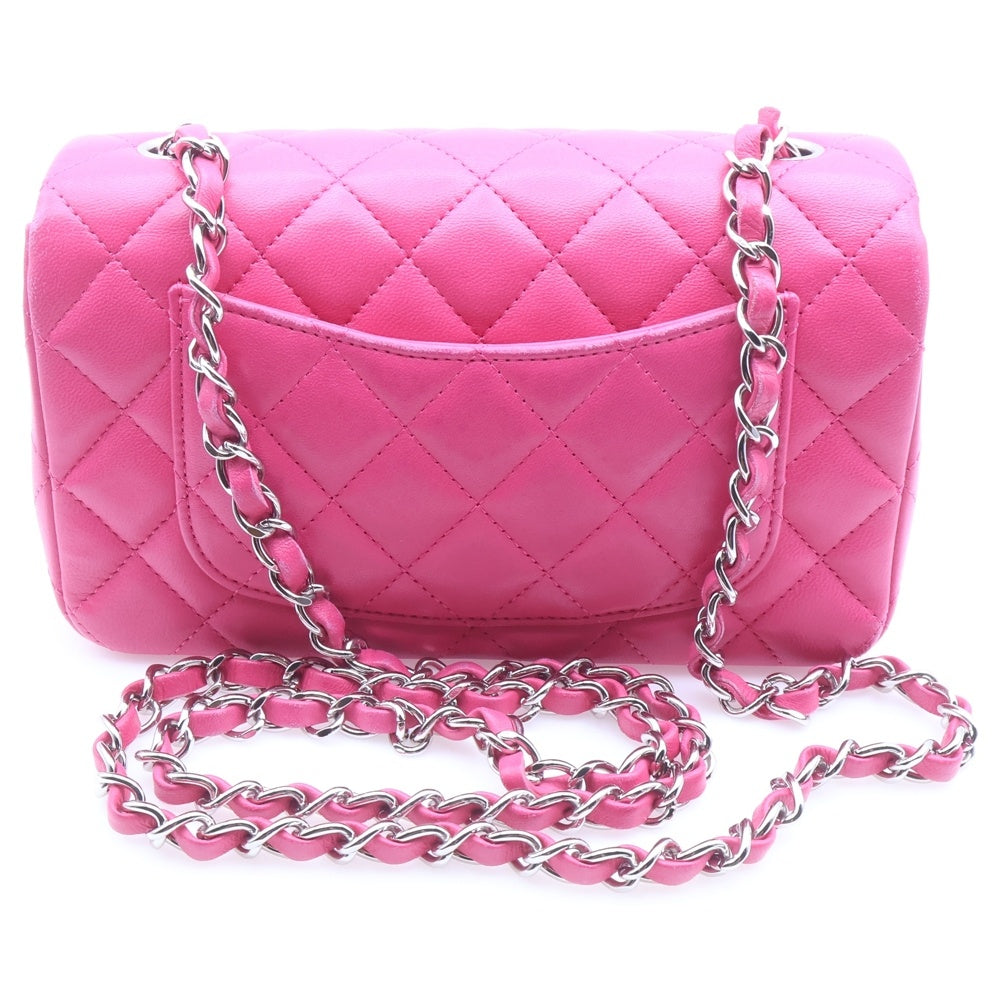CHANEL(シャネル) ミニマトラッセ19 ラムスキン レザー Sフラップ Sチェーンショルダーバッグ シルバー金具 ピンク 19番台 レディース