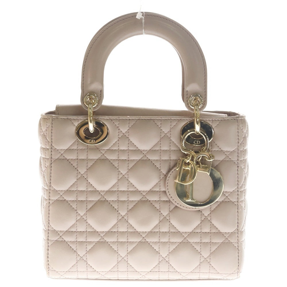 Christian Dior(クリスチャンディオール) マイレディディオール スモール カナージュ ラムスキン レザー 2WAY ハンド ショルダーバッグ ゴールド金具 ピンクベージュ M0532OCAL レディース