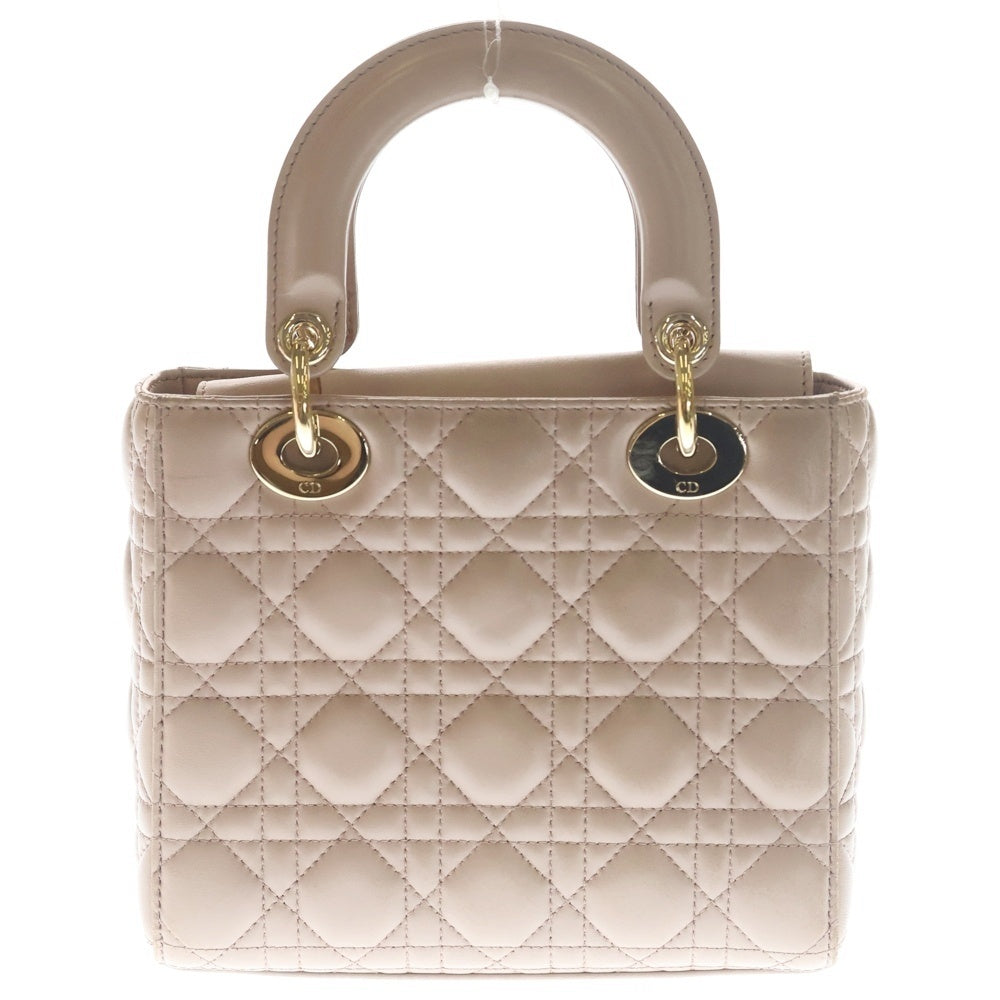 Christian Dior(クリスチャンディオール) マイレディディオール スモール カナージュ ラムスキン レザー 2WAY ハンド ショルダーバッグ ゴールド金具 ピンクベージュ M0532OCAL レディース