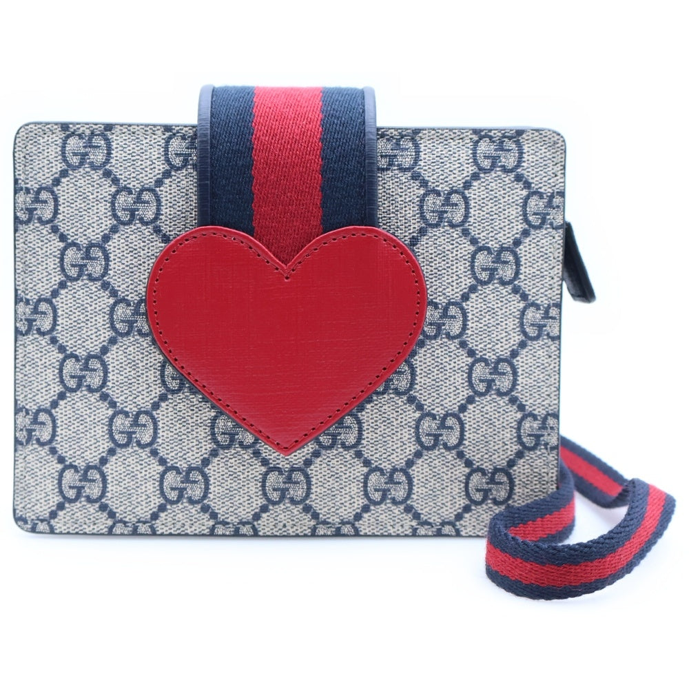 GUCCI(グッチ) チルドレンズ GGハート ショルダーバッグ レッド×ネイビー PVC×レザー 793830 レディース