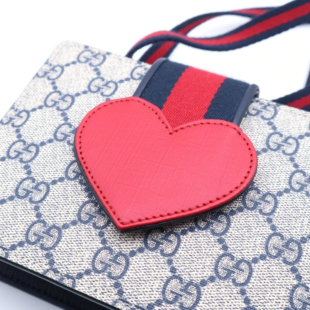 GUCCI(グッチ) チルドレンズ GGハート ショルダーバッグ レッド×ネイビー PVC×レザー 793830 レディース