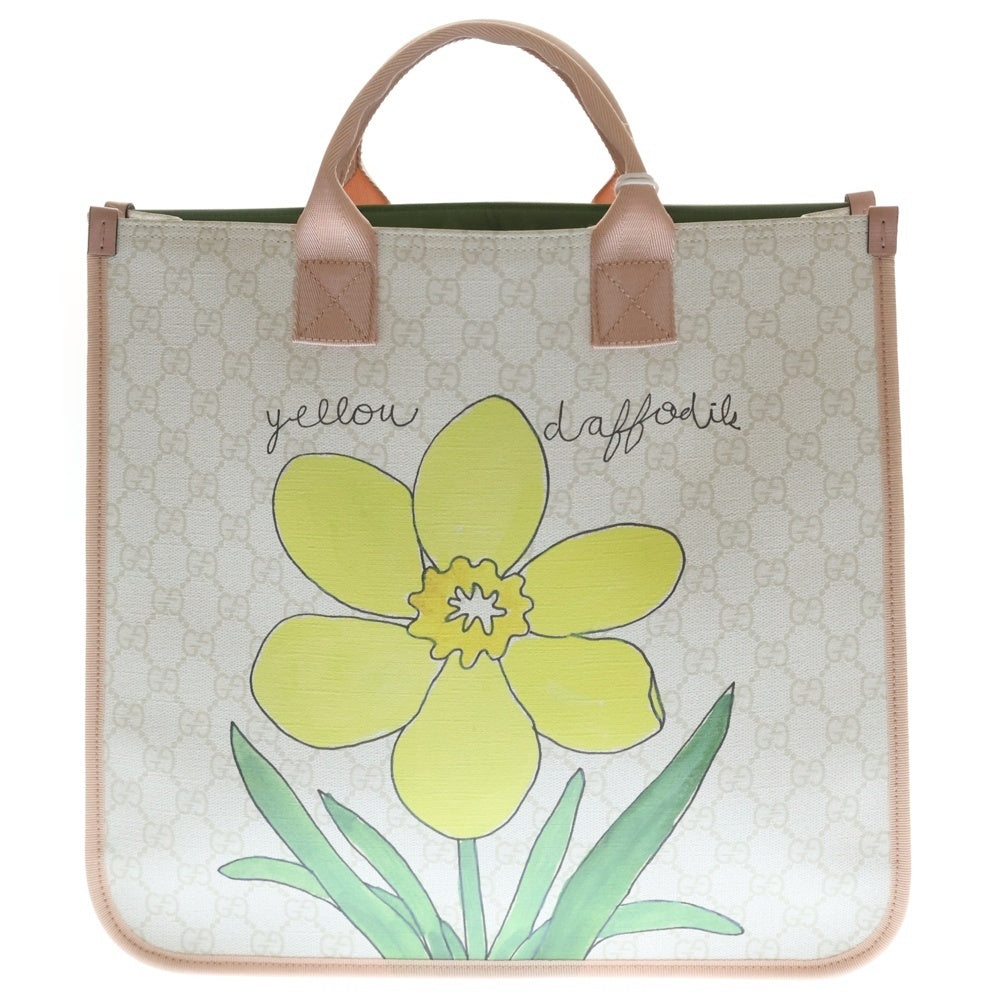 GUCCI(グッチ) チルドレンズ GG柄 トートバッグ ホワイト×ピンク PVC 605831 レディース