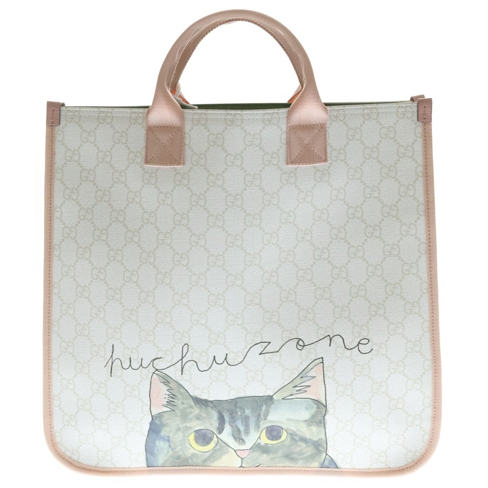 GUCCI(グッチ) チルドレンズ GG柄 トートバッグ ホワイト×ピンク PVC 605831 レディース