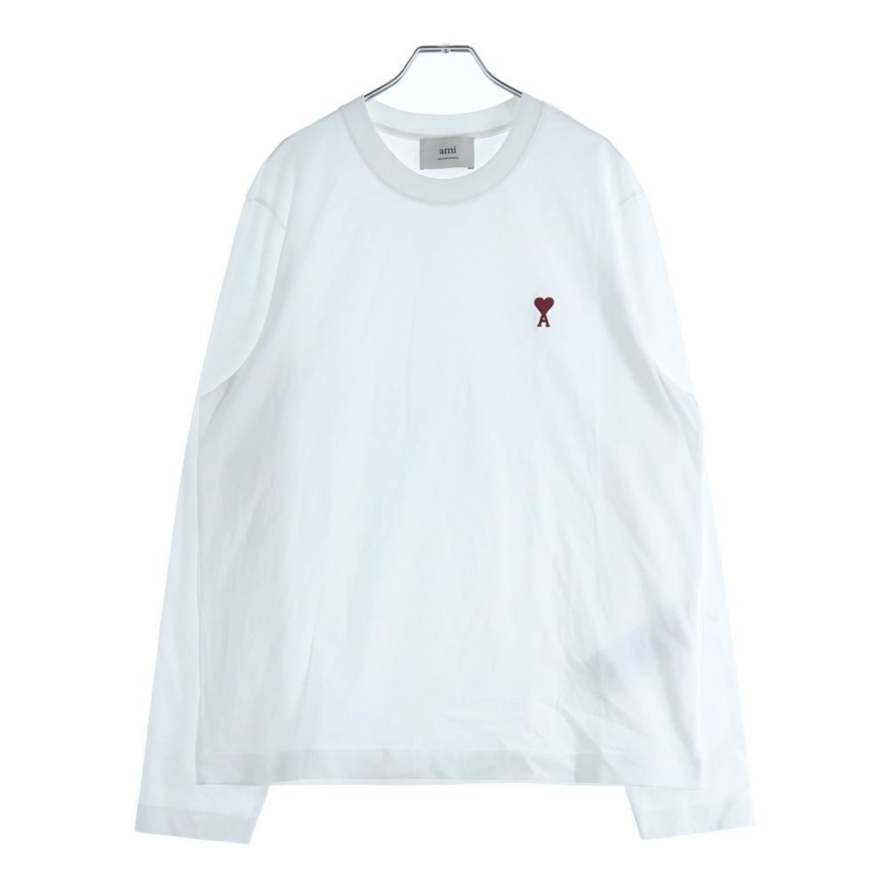 ami paris(アミパリス) ワンポイント刺繍ロングスリーブTシャツ ホワイト BFUTS235 レディース