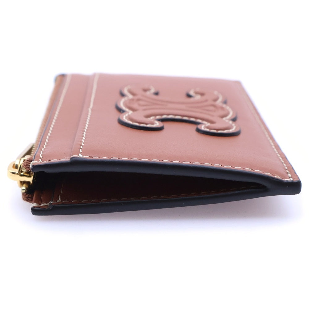 CELINE(セリーヌ) トリオンフ カードホルダー フラグメントケース コインケース ブラウン レザー ゴールド金具 レディース