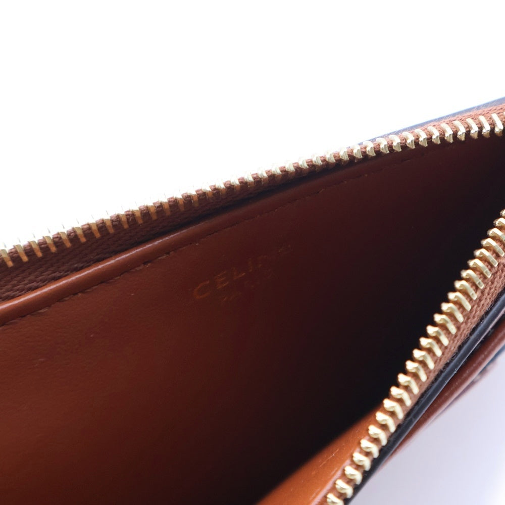 CELINE(セリーヌ) トリオンフ カードホルダー フラグメントケース コインケース ブラウン レザー ゴールド金具 レディース