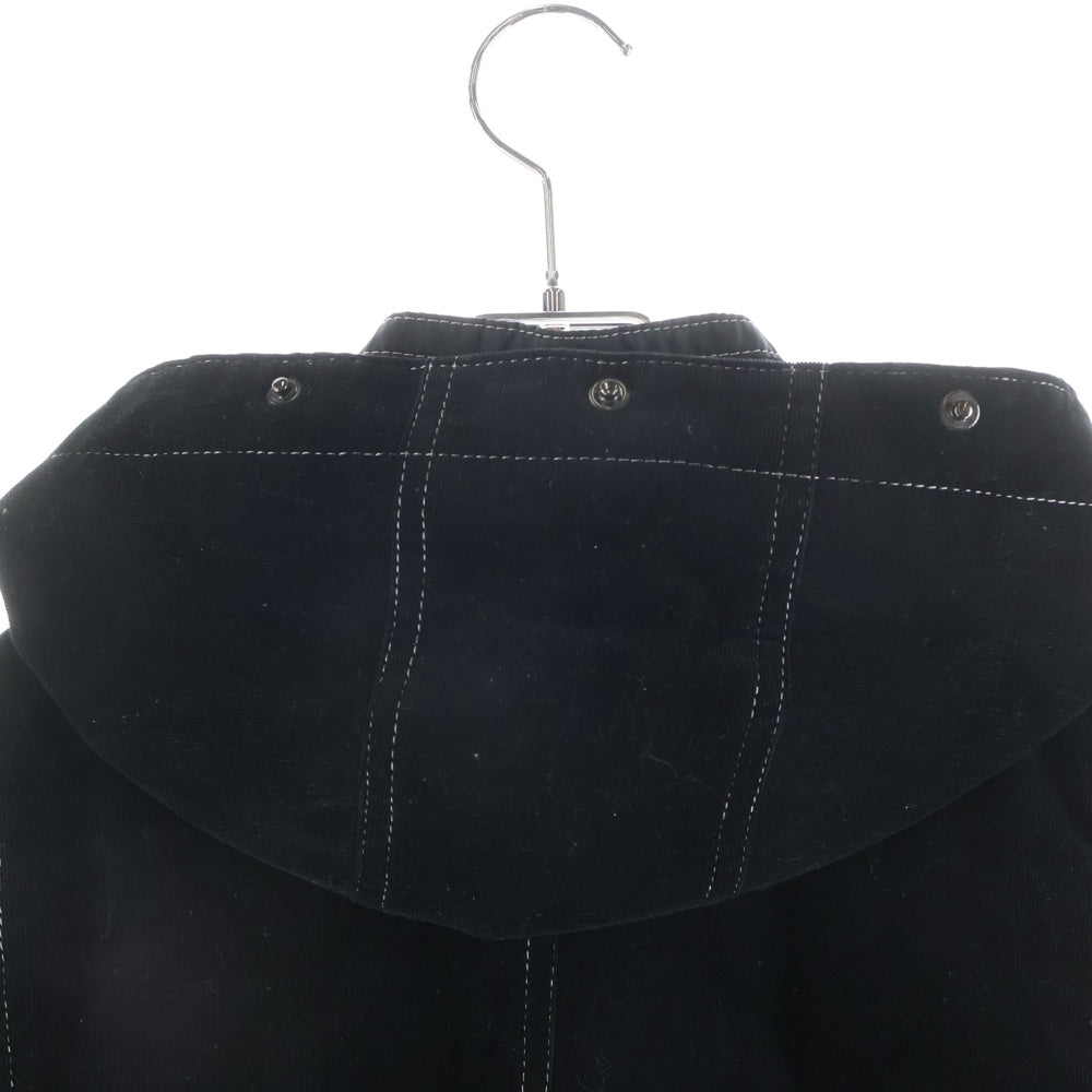 BURBERRY BLACK LABEL(バーバリー ブラックレーベル) 切り替え ジップアップジャケット ブラック レザー/コーデュロイ BMP41-314-09