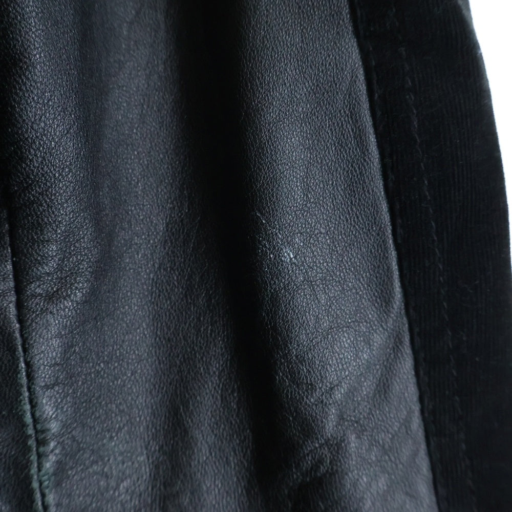 BURBERRY BLACK LABEL(バーバリー ブラックレーベル) 切り替え ジップアップジャケット ブラック レザー/コーデュロイ BMP41-314-09