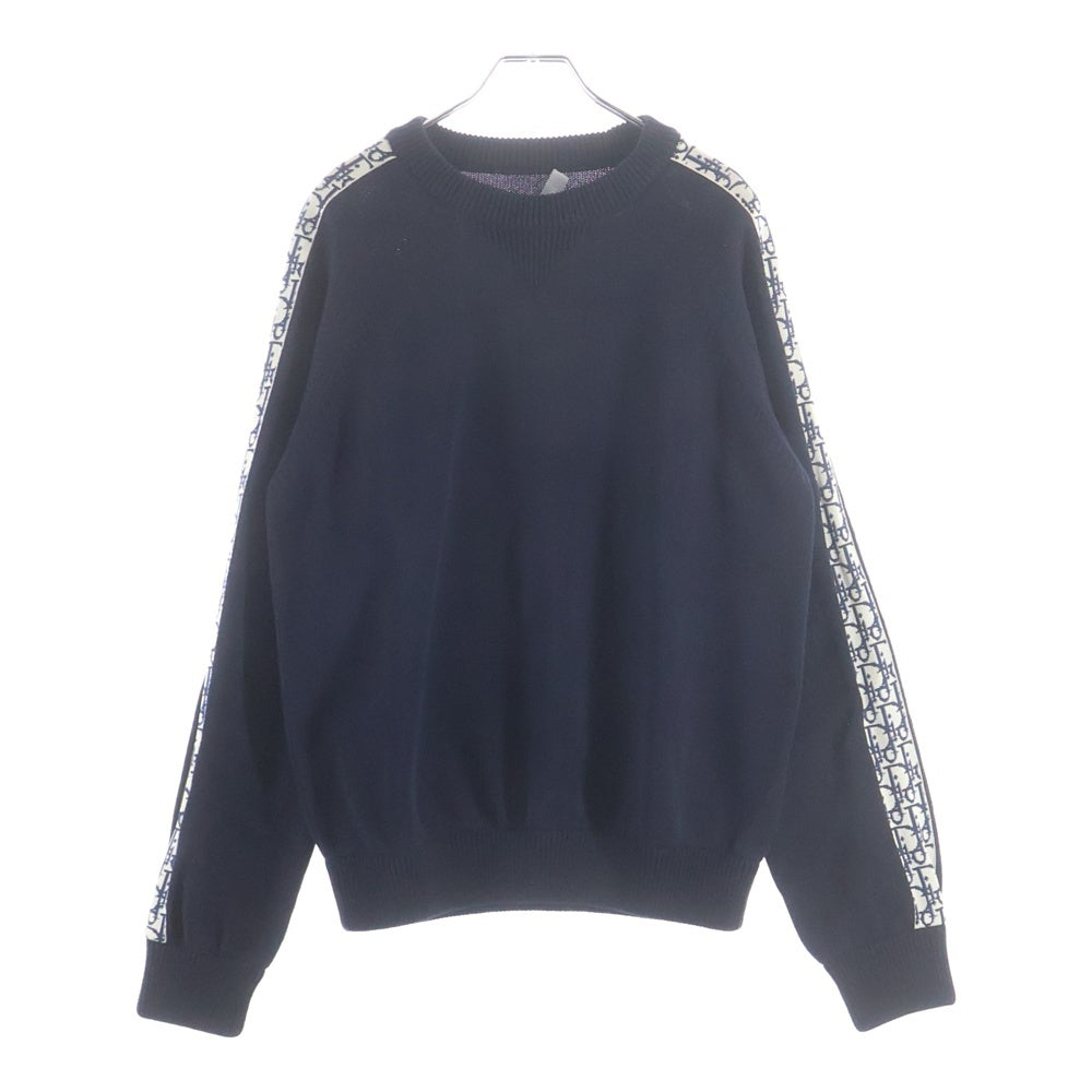 Christian Dior(クリスチャンディオール) 21AW Oblique Side Line Crewneck Knit Sweater オブリーク サイドラインクルーネック ニットセーター ブラック/ホワイト 113M638AT187