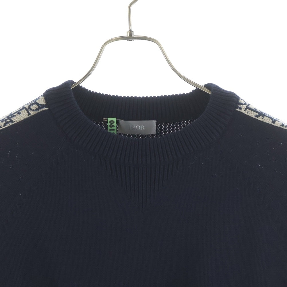 Christian Dior(クリスチャンディオール) 21AW Oblique Side Line Crewneck Knit Sweater オブリーク サイドラインクルーネック ニットセーター ブラック/ホワイト 113M638AT187