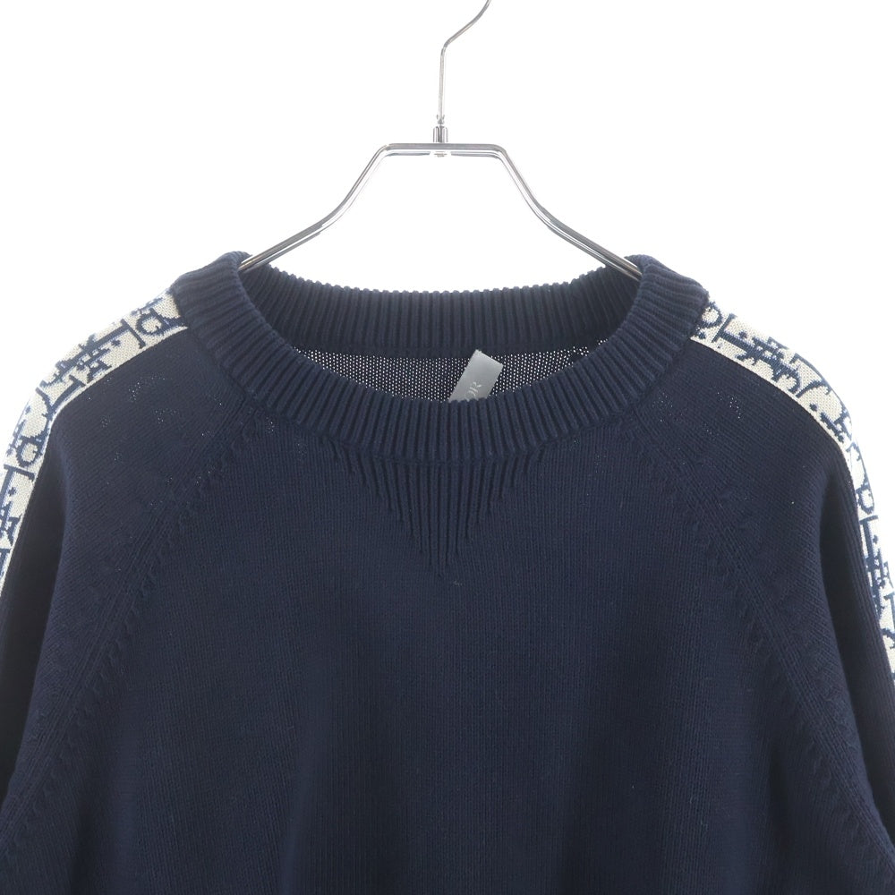 Christian Dior(クリスチャンディオール) 21AW Oblique Side Line Crewneck Knit Sweater オブリーク サイドラインクルーネック ニットセーター ブラック/ホワイト 113M638AT187