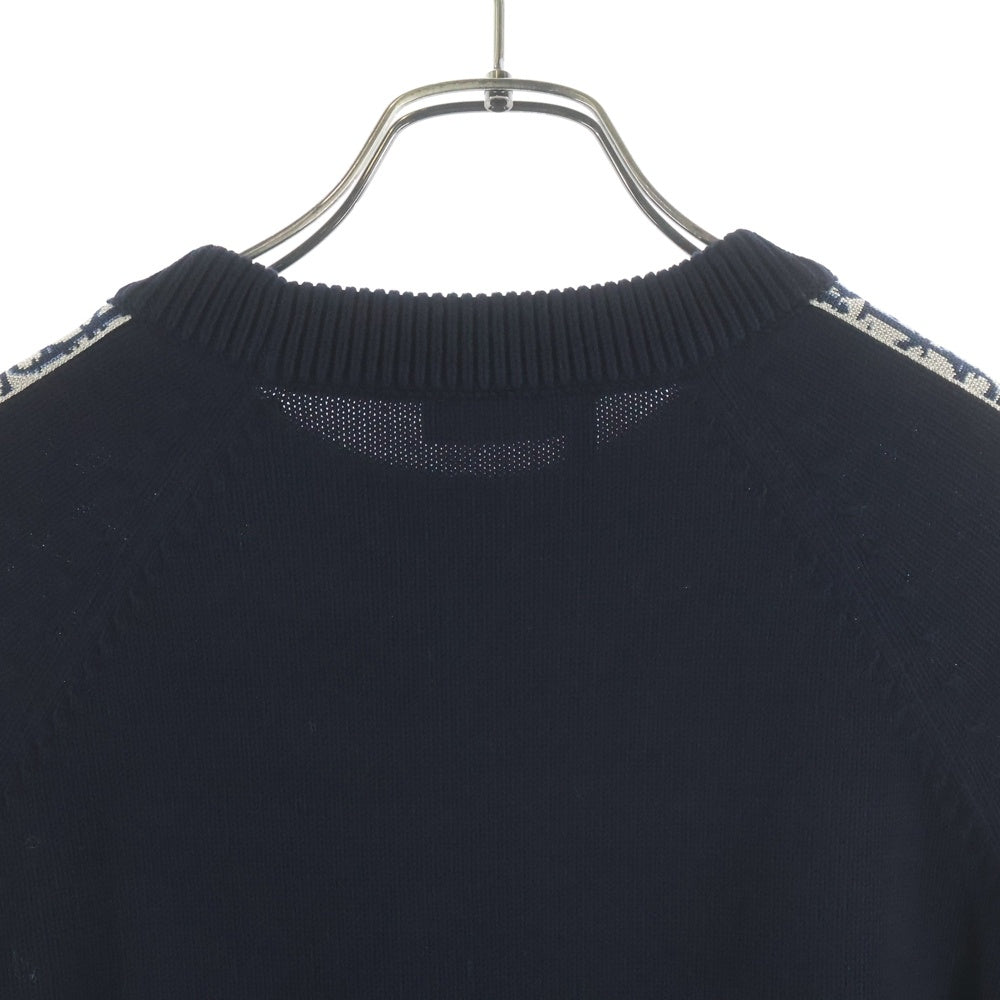 Christian Dior(クリスチャンディオール) 21AW Oblique Side Line Crewneck Knit Sweater オブリーク サイドラインクルーネック ニットセーター ブラック/ホワイト 113M638AT187