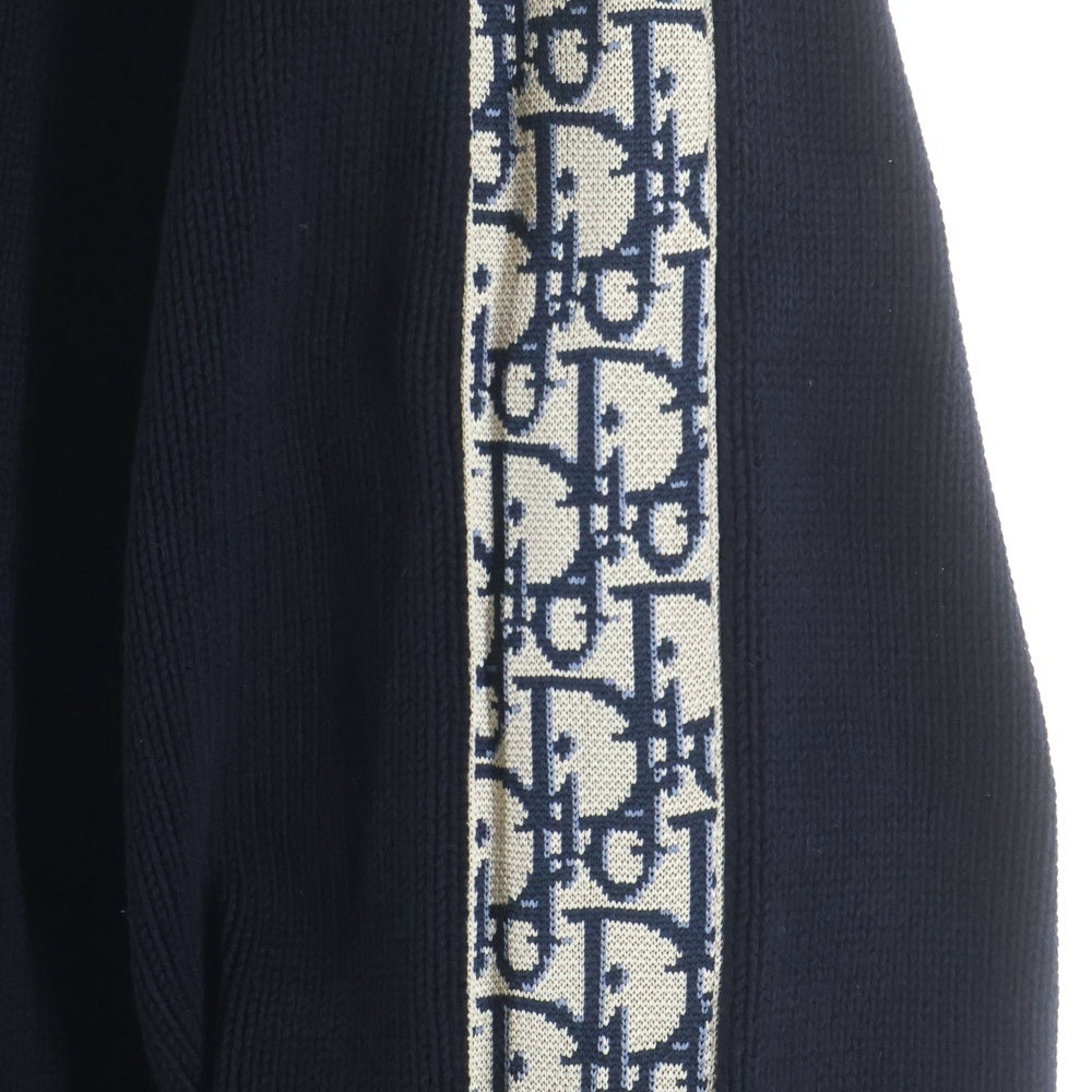 Christian Dior(クリスチャンディオール) 21AW Oblique Side Line Crewneck Knit Sweater オブリーク サイドラインクルーネック ニットセーター ブラック/ホワイト 113M638AT187