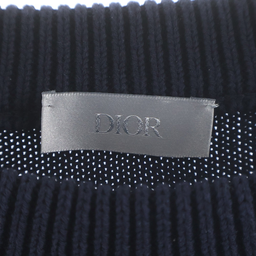 Christian Dior(クリスチャンディオール) 21AW Oblique Side Line Crewneck Knit Sweater オブリーク サイドラインクルーネック ニットセーター ブラック/ホワイト 113M638AT187