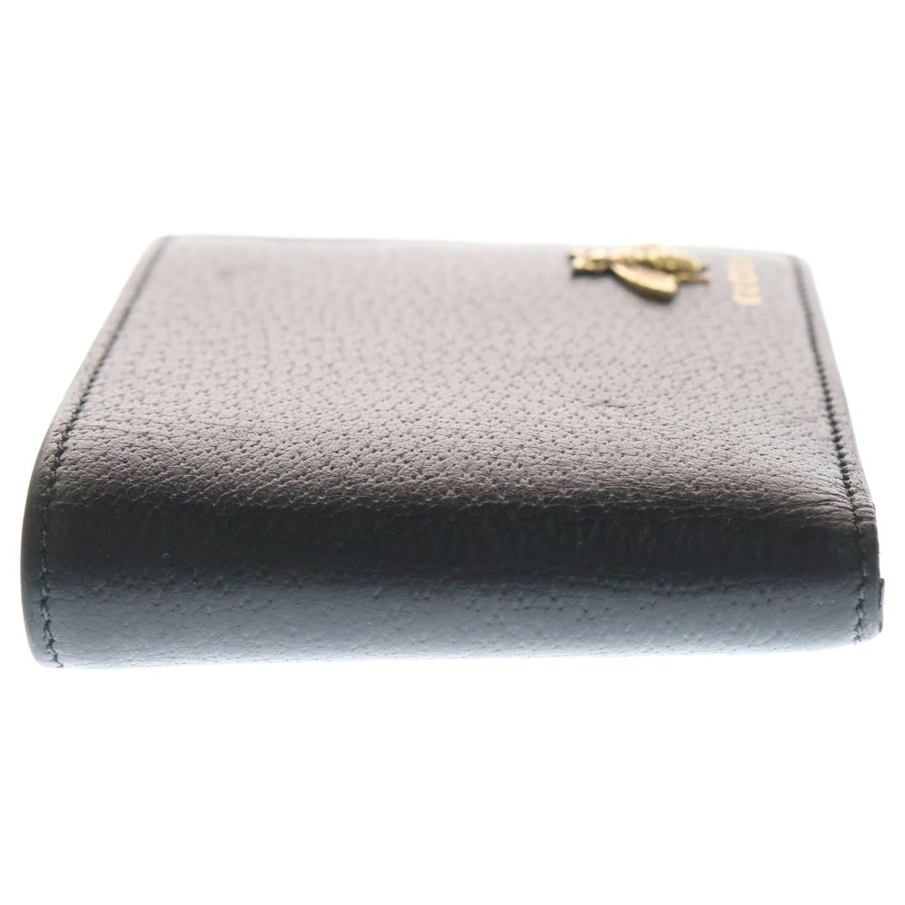 GUCCI(グッチ) アニマリエ メタル ビー 二つ折り財布 コンパクトウォレット コインケース ブラック レザー 522915