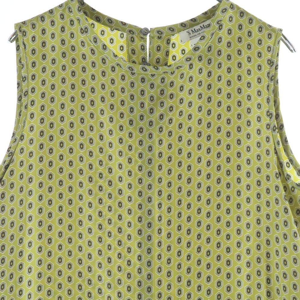 S MAX MARA(エス マックスマーラ) 総柄ノースリーブシルクブラウス グリーン レディース