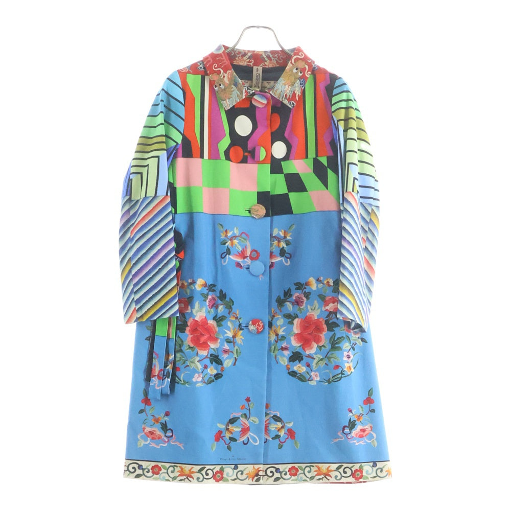 HERNO(ヘルノ) ×Pierre-Louis Mascia和柄ステンカラーコート レッド/ブルー CA209DM レディース