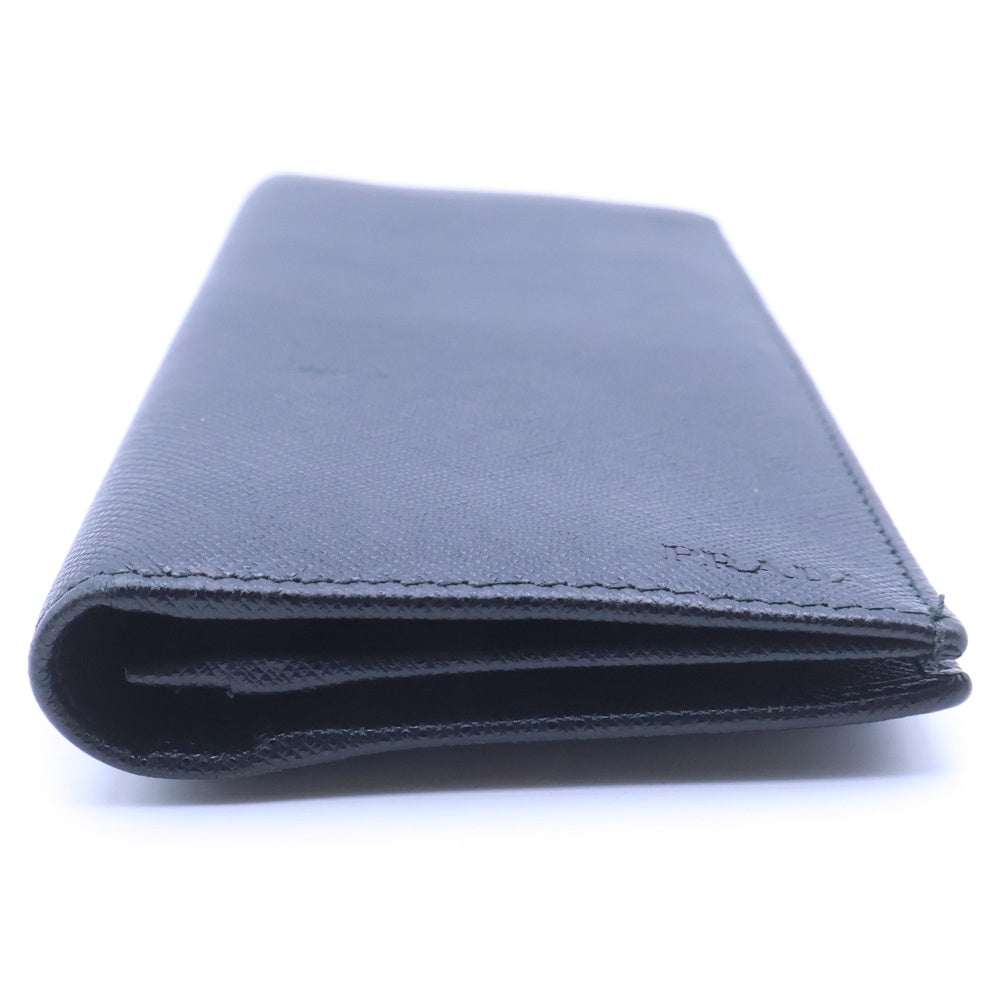 PRADA(プラダ) サフィアーノ 2つ折り長財布 ロングウォレット カードケース ブラック レザー 2MV836 シルバー金具