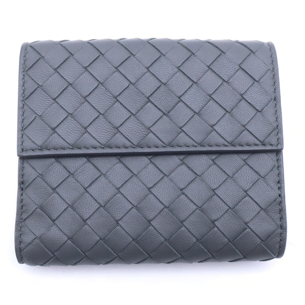 BOTTEGA VENETA(ボッテガヴェネタ) イントレチャート 三つ折りコンパクトウォレット 財布 コインケース グレー レザー