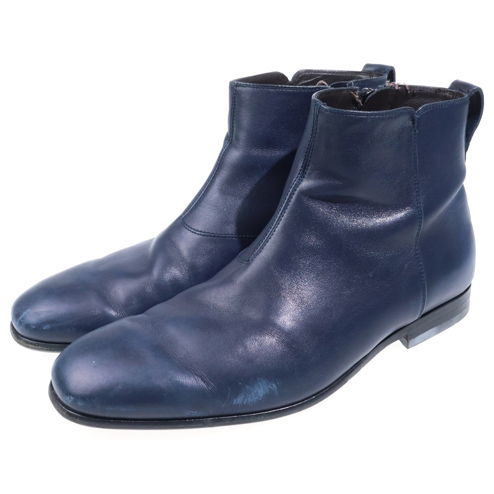 FERRAGAMO(フェラガモ) サイドジップレザーブーツ ネイビー