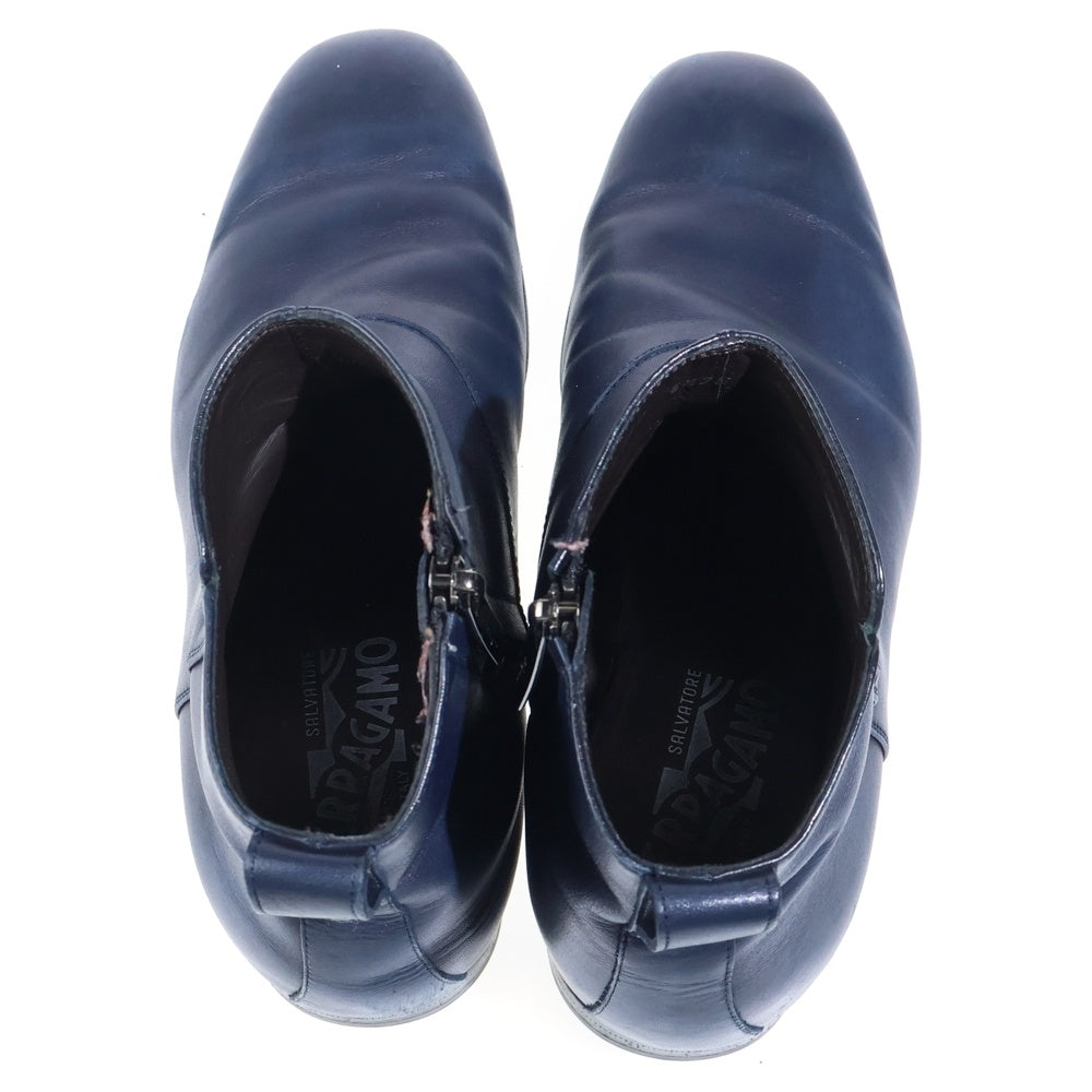 FERRAGAMO(フェラガモ) サイドジップレザーブーツ ネイビー