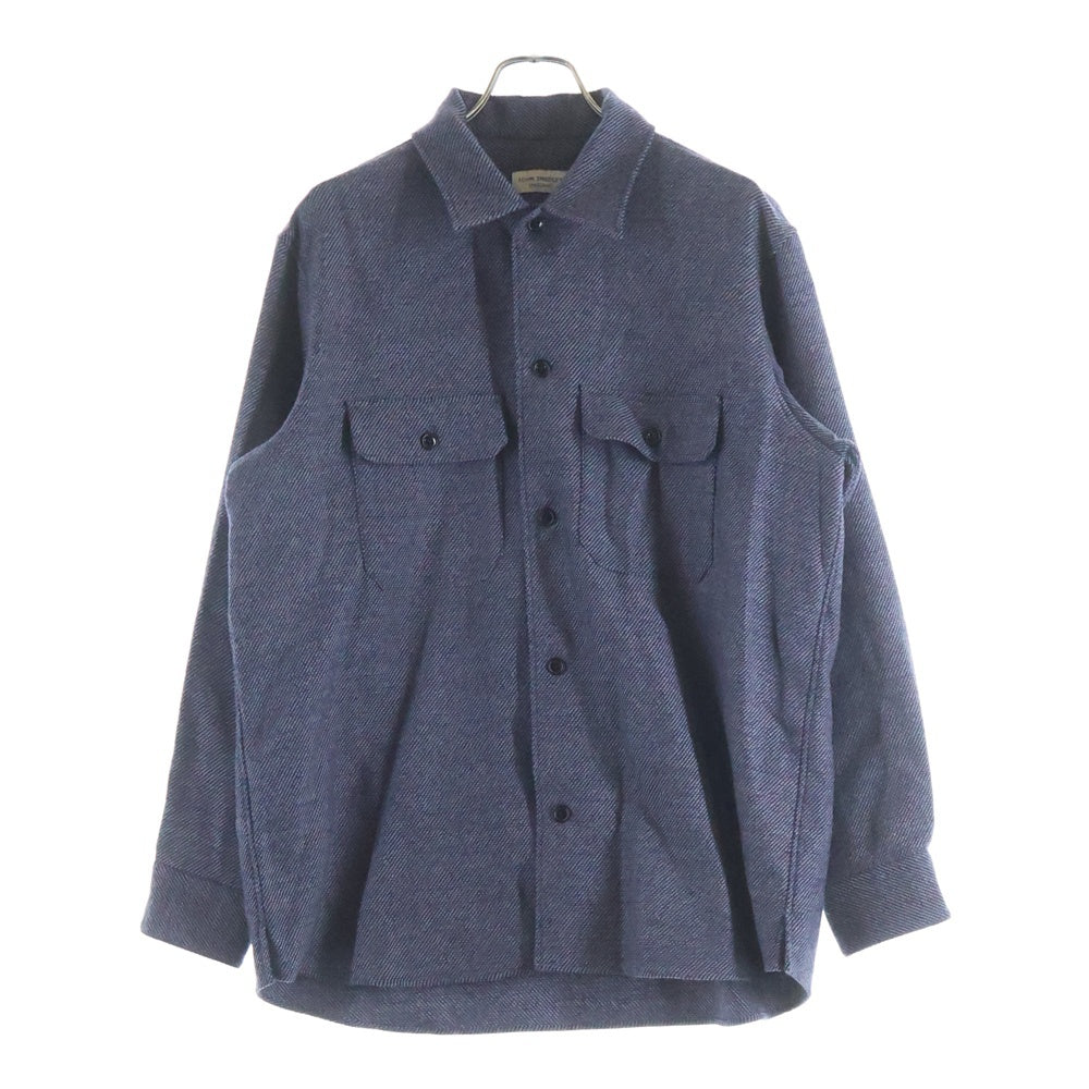 JOHN SMEDLEY(ジョンスメドレー) WOOL MELANGE TWILL DOUBLE POCKET OVER SHIRTS ウールメランジ ダブルポケット オーバーシャツ ブルーグレー A2738FJM223 A2738FJM223