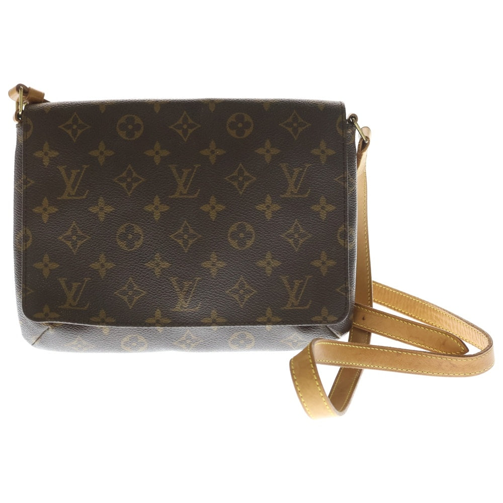 LOUIS VUITTON(ルイヴィトン) モノグラム ミュゼットタンゴ ショルダーバッグ ポシェット ブラウン レザー×PVC M51257 ゴールド金具 レディース
