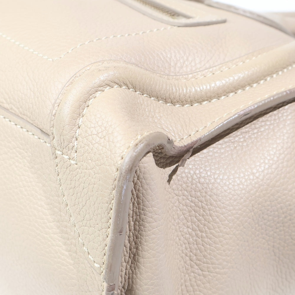 CELINE(セリーヌ) ラゲージ マイクロ ベージュ レザー ハンドバッグ