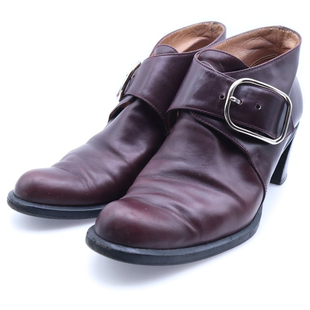 HERMES(エルメス) シングルモンクストラップ レザーブーティ ショートブーツ ボルドー レディース