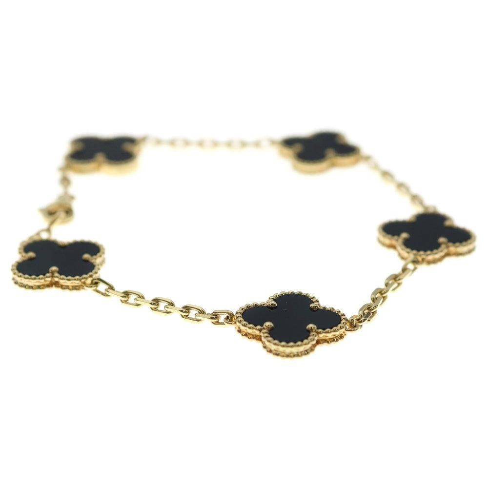 Van Cleef & Arpels(ヴァンクリーフアンドアーペル) ヴィンテージアルハンブラ オニキス 5Pモチーフ ブレスレット Au750 K18 YG イエローゴールド VCARA41300 レディース