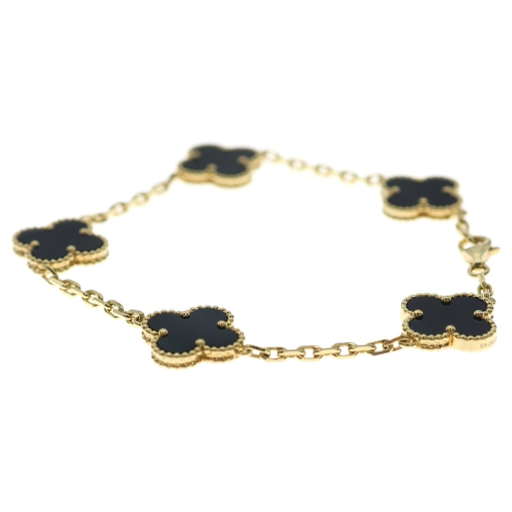 Van Cleef & Arpels(ヴァンクリーフアンドアーペル) ヴィンテージアルハンブラ オニキス 5Pモチーフ ブレスレット Au750 K18 YG イエローゴールド VCARA41300 レディース