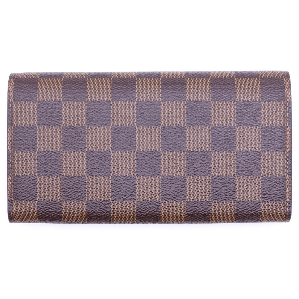 LOUIS VUITTON(ルイヴィトン) ダミエエベヌ ヴィヴィエンヌ ホリデー ポルトフォイユサラ ロングウォレット 長財布 ブラウン×レッド PVC N60491 ゴールド金具