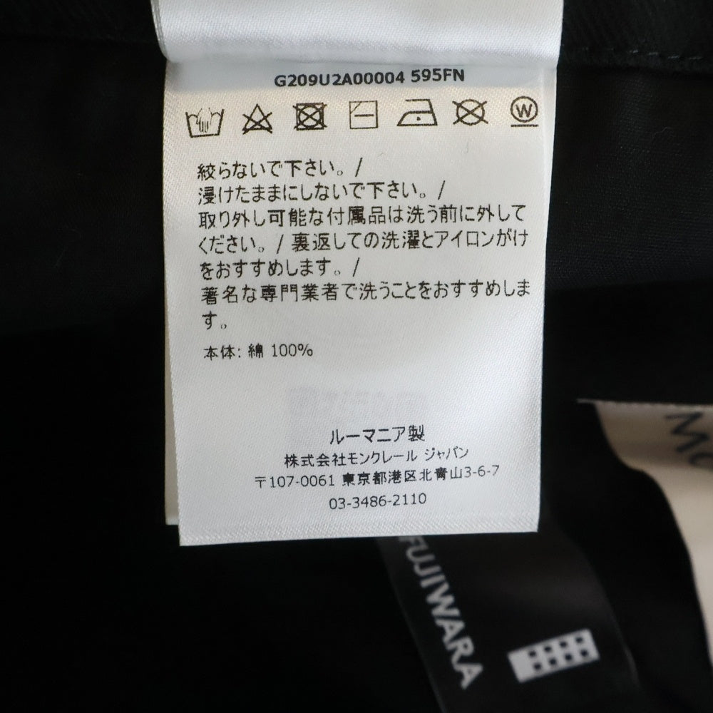 MONCLER(モンクレール) 21AW ×FRAGMENT HIROSHI FUJIWARA PANTALONE フラグメントヒロシフジワラ ツータック コットンワイドパンツ トラウザー ブラック G209U2A00004 G209U2A00004