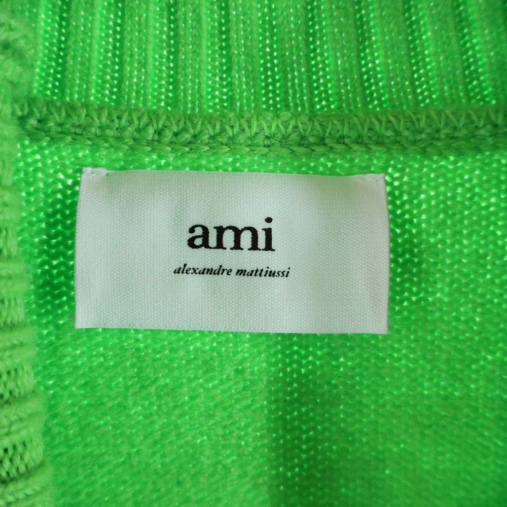 ami paris(アミパリス) Ami de Coeur ハートロゴ ウール タートルネックニットセーター グリーン UKS402.018