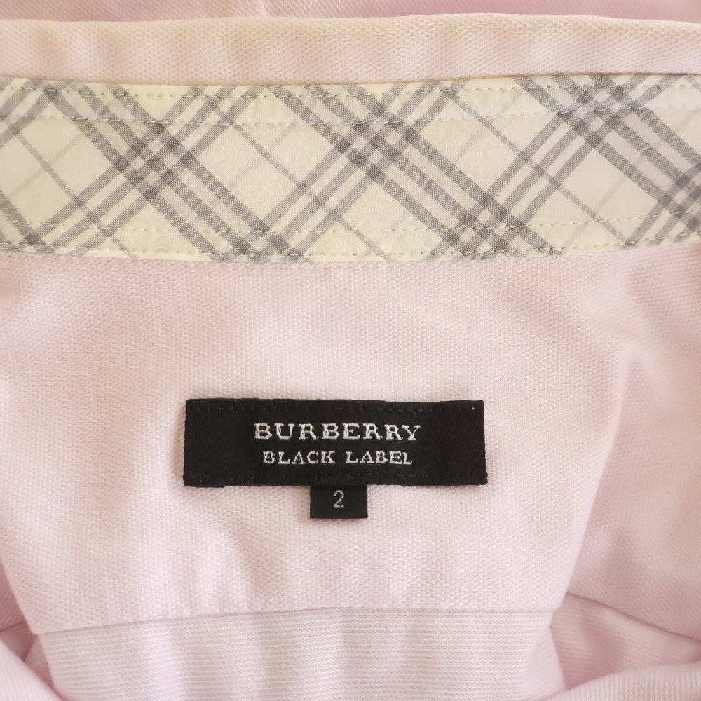 BURBERRY BLACK LABEL(バーバリー ブラックレーベル) ワンポイント半袖チェックシャツ ピンク D1M54-753-12