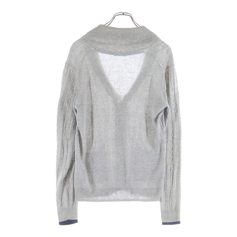 BLACK LABEL CRESTBRIDGE(ブラックレーベルクレストブリッジ) ワンポイント長袖リネンカーディガン グレー 51N10-309-04