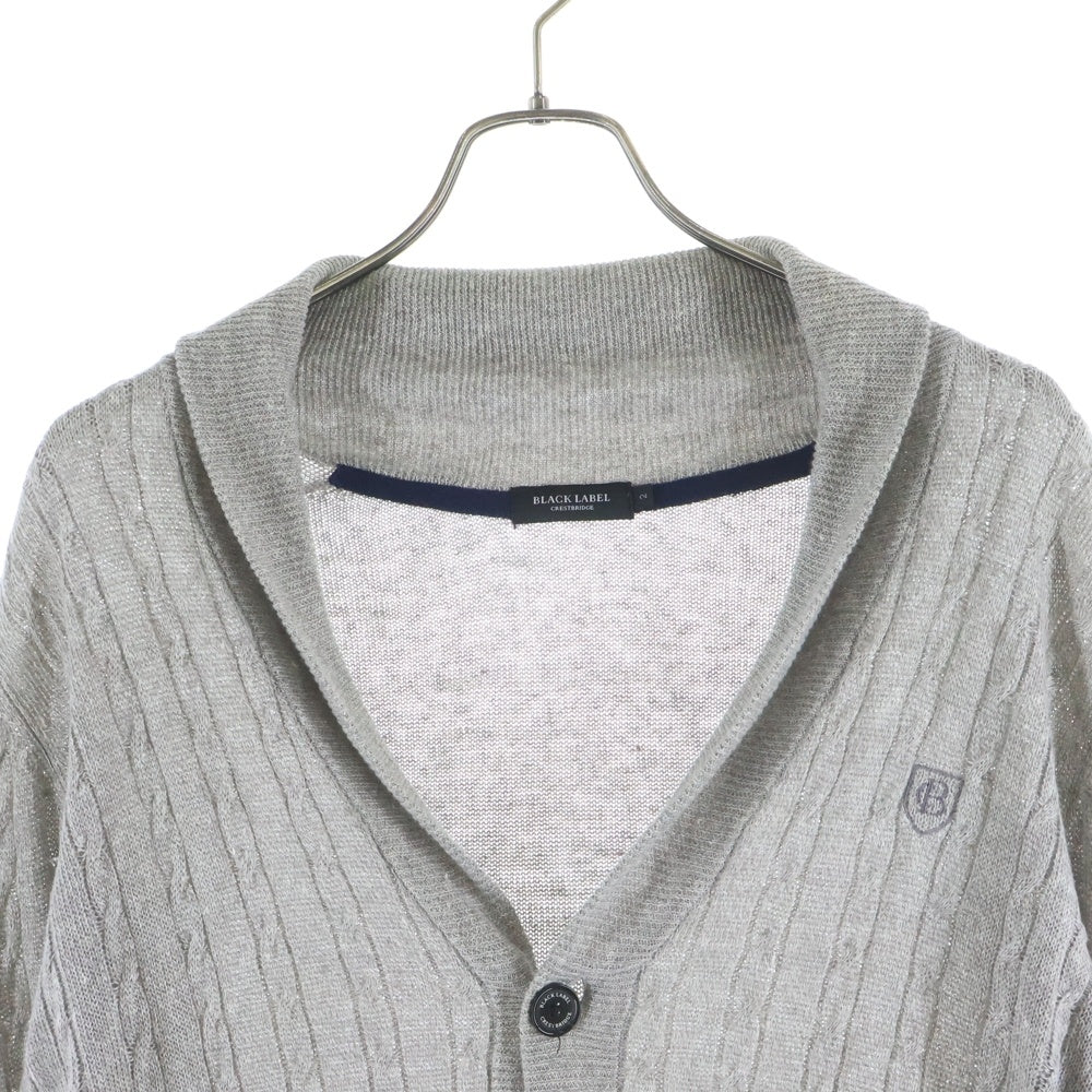 BLACK LABEL CRESTBRIDGE(ブラックレーベルクレストブリッジ) ワンポイント長袖リネンカーディガン グレー 51N10-309-04