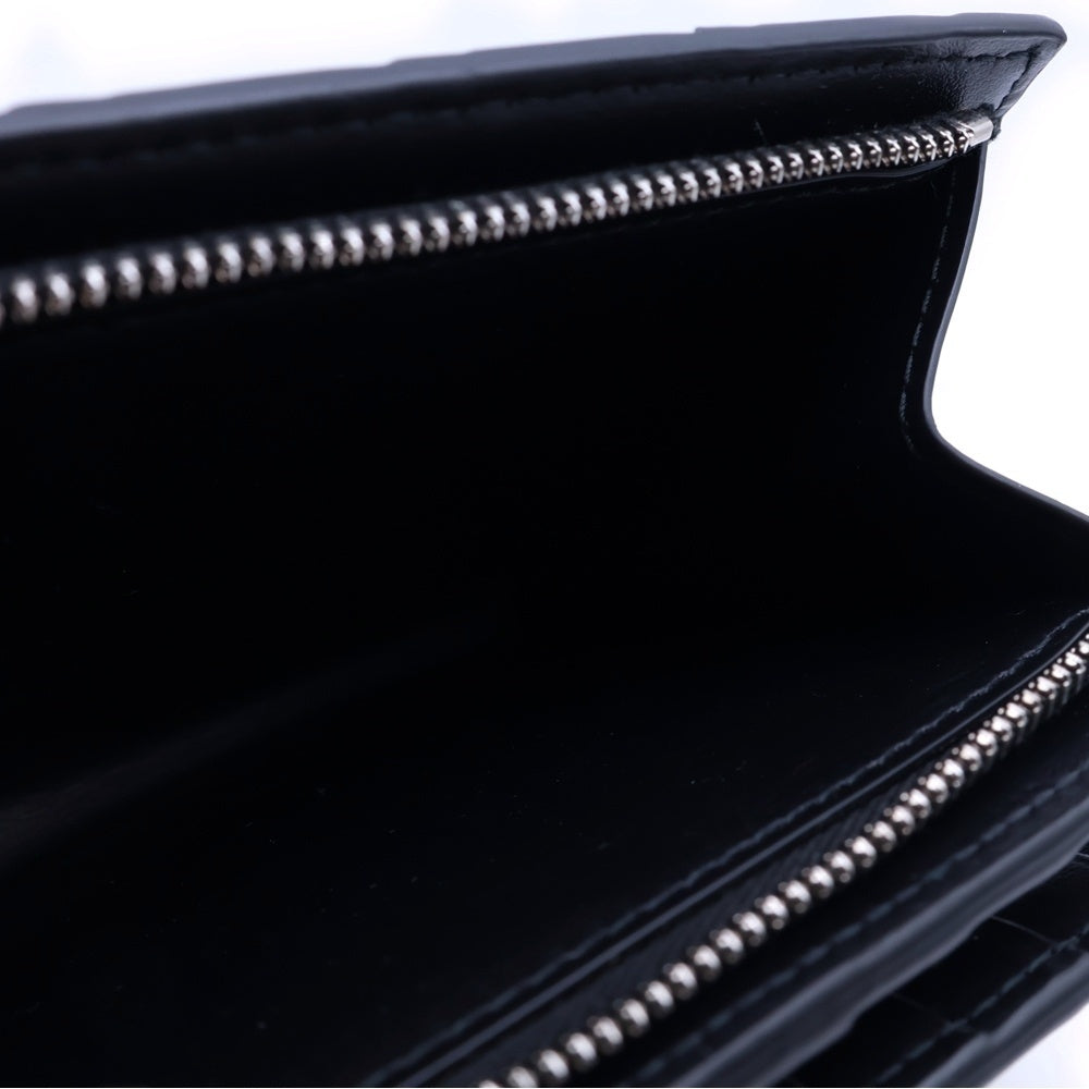 BOTTEGA VENETA(ボッテガヴェネタ) イントレチャート 二つ折り財布 コンパクトウォレット コインケース ブラックレザー シルバー金具