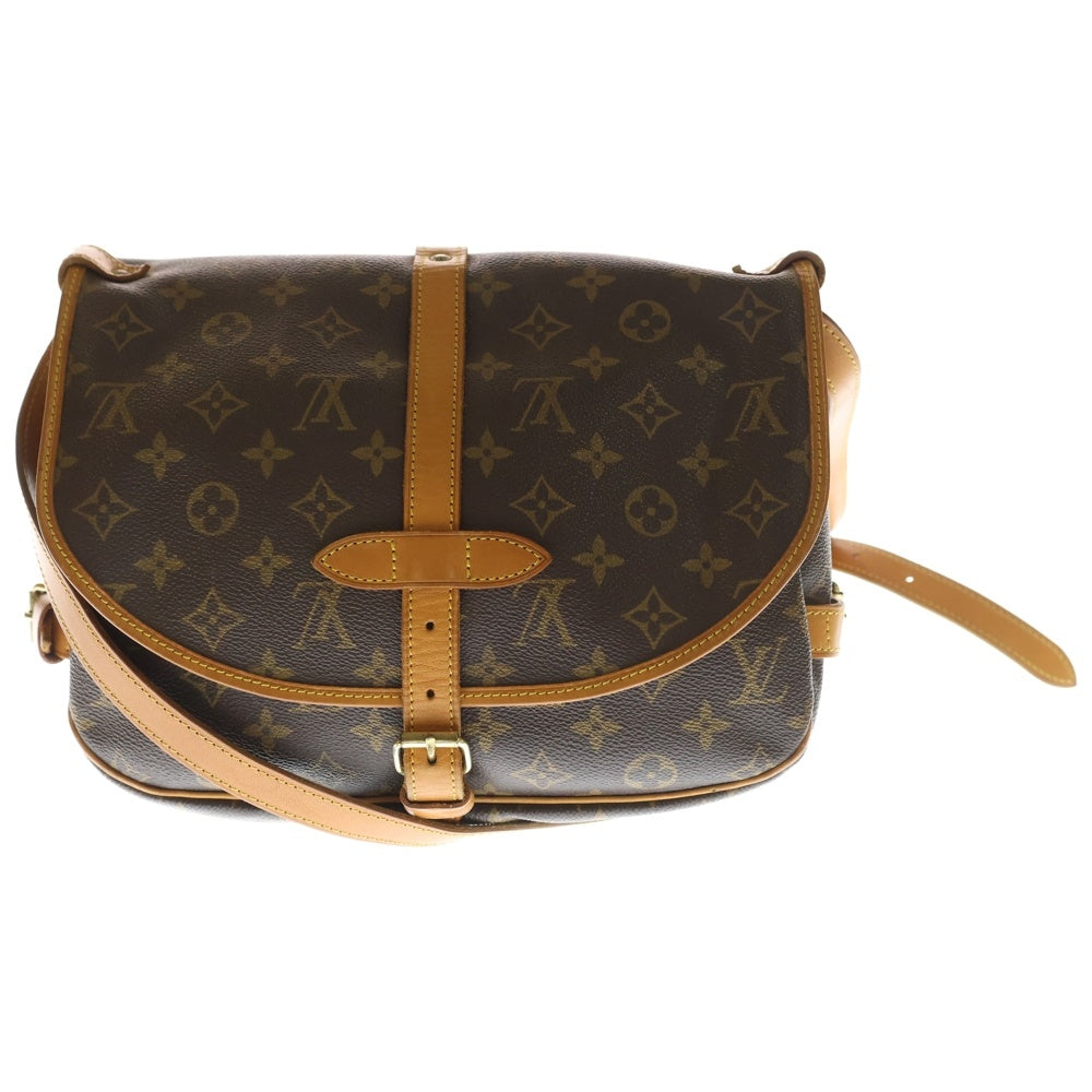 LOUIS VUITTON(ルイヴィトン) モノグラム ソミュール30 ショルダーバッグ ブラウン レザー×PVC M42256 ゴールド金具