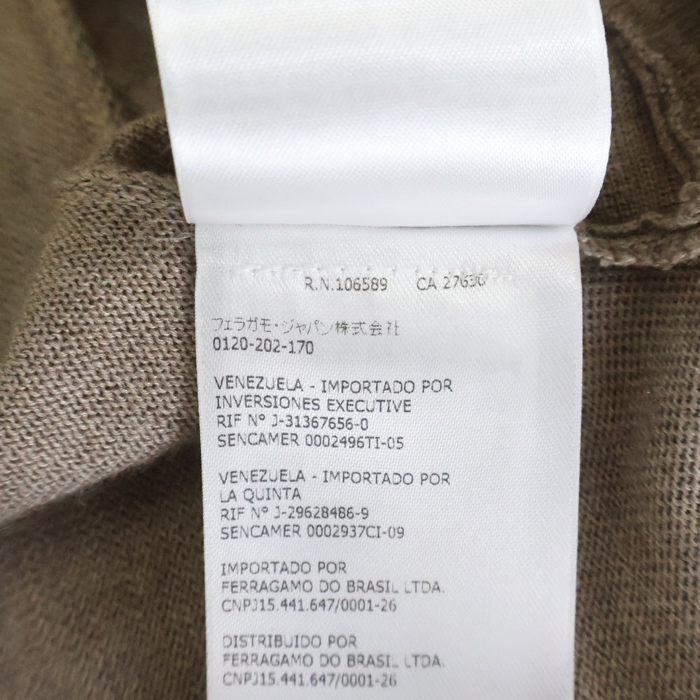 Salvatore Ferragamo(サルヴァトーレ フェラガモ) シルクカシミヤ混 ウールドレープ ニットカーディガン ベージュ