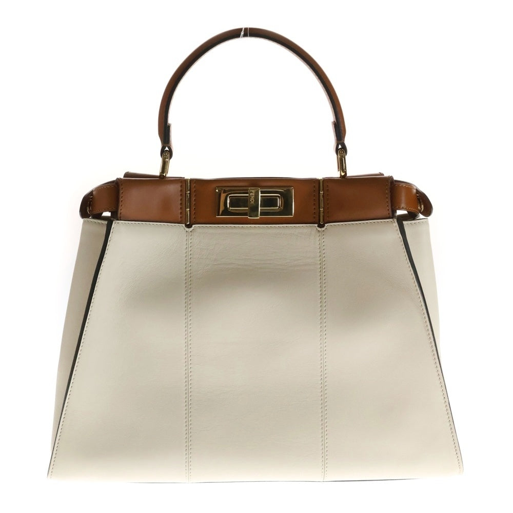 FENDI(フェンディ) ピーカブー ミディアム レザー 2WAY ハンド ショルダーバッグ ゴールド金具 ベージュ/ブラウン 8BN290 レディース