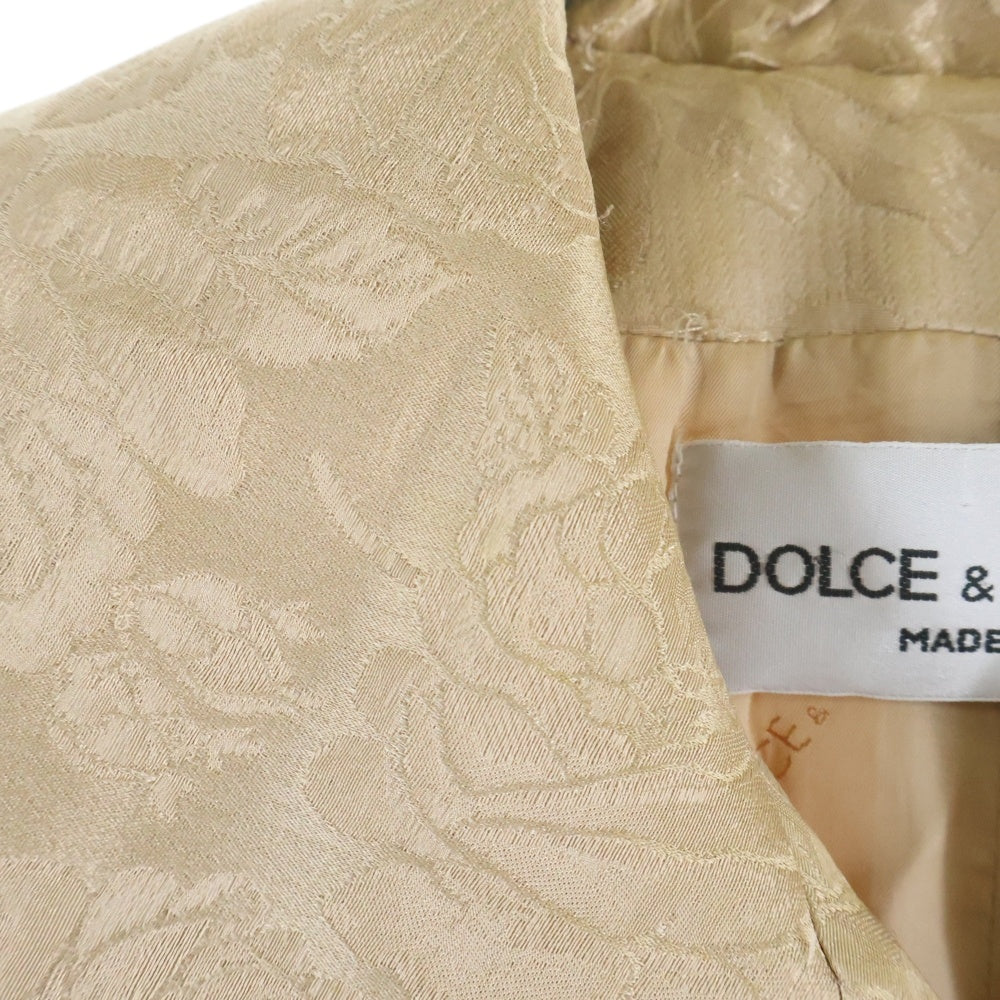 DOLCE & GABBANA(ドルチェアンドガッバーナ) ジャガード総柄 ダブルブレスト 中綿 ハーフスリーブ コート ベージュ